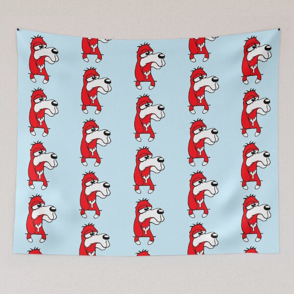 Item preview, Dog Behind Wall Fence Fun Drools Spit Tongue Funny Comic Cartoon designed and sold by shirt-o-mat.