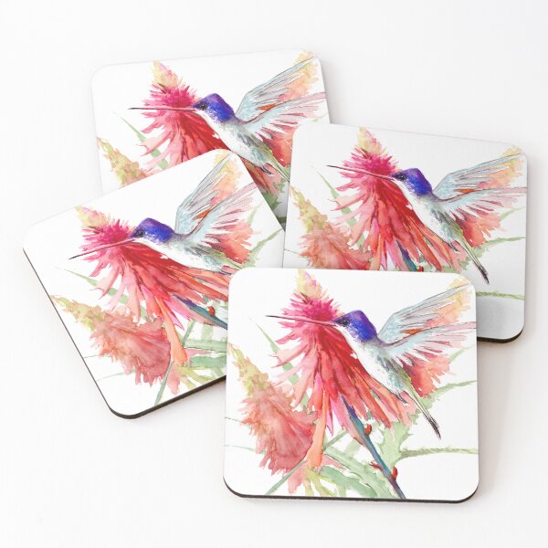 Item preview, Violet-Crowned Hummingbird and Aloe Flowers designed and sold by surenart.