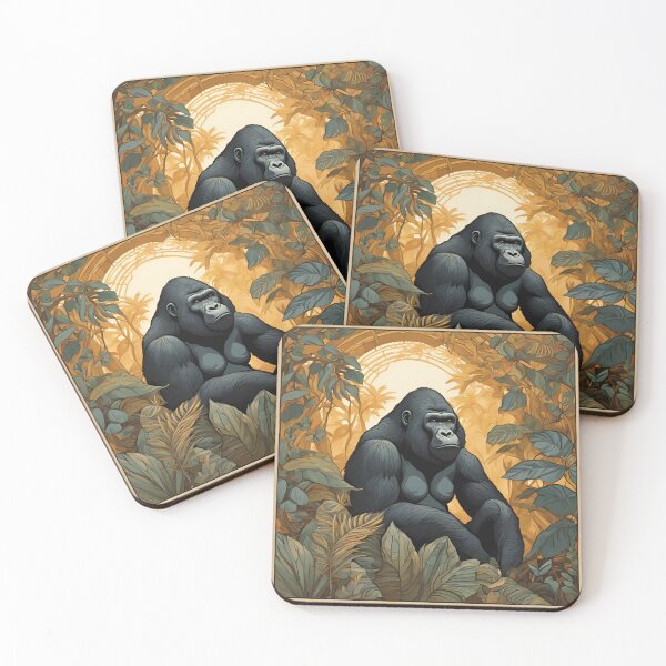 Item preview, Art Nouveau gorilla in the jungle designed and sold by LumiLemon.