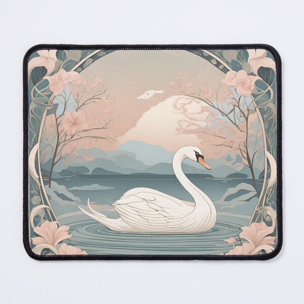 Item preview, Art Nouveau white swan on magic lake coquette floral design designed and sold by LumiLemon.