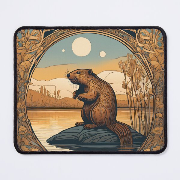 Item preview, Art Nouveau beaver floral design designed and sold by LumiLemon.
