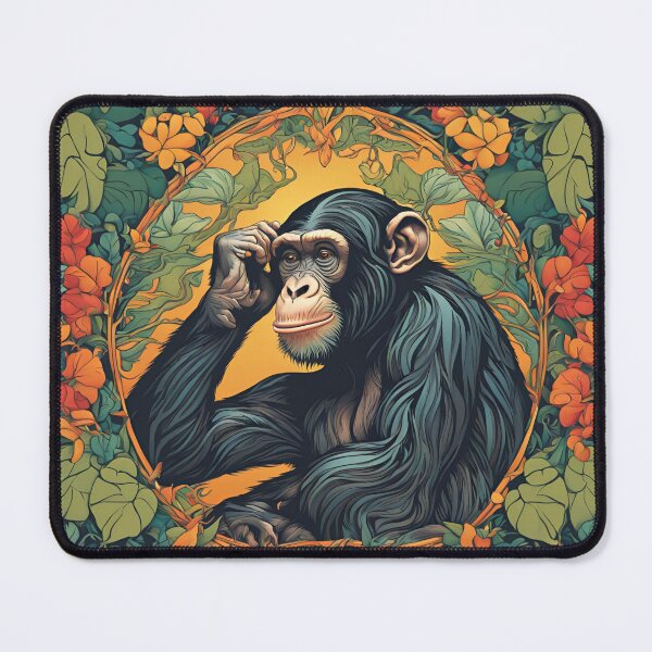 Item preview, Art Nouveau de mono chimpance en la jungla mágico colorido diseño floral designed and sold by LumiLemon.