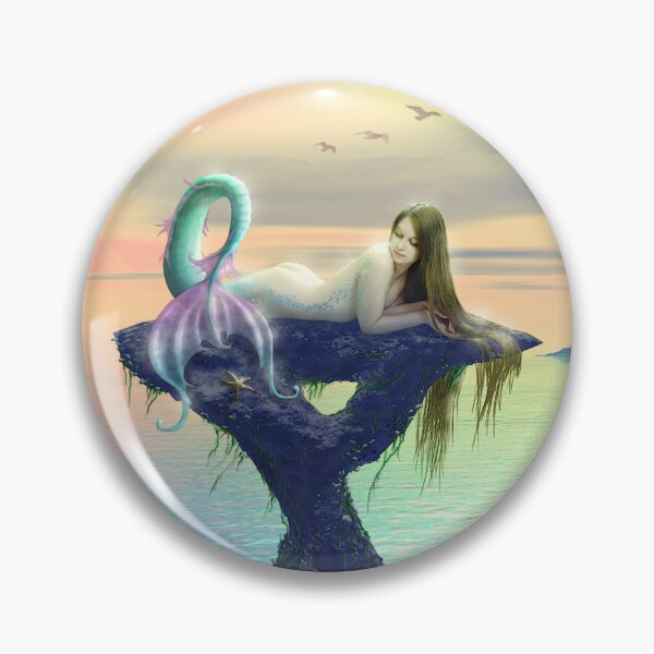 Item preview, Starfish beautifl mermaid sun bathing in ocean sunset designed and sold by GreyForest.