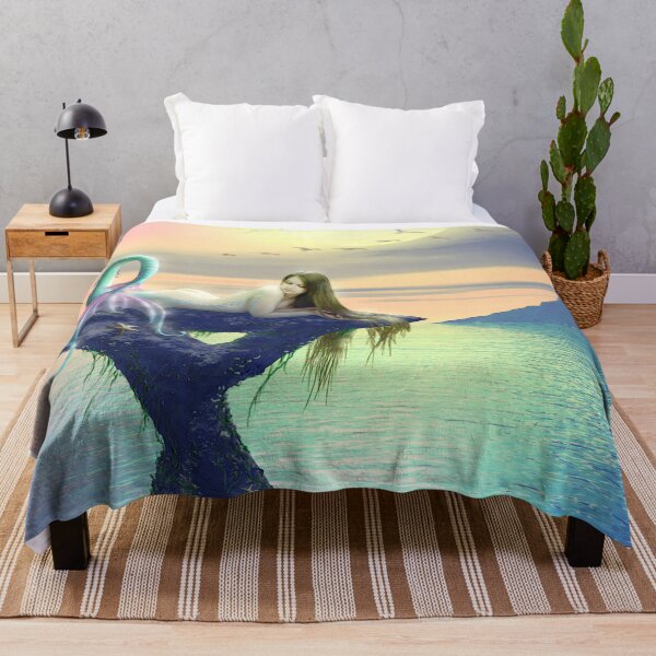 Item preview, Starfish beautifl mermaid sun bathing in ocean sunset designed and sold by GreyForest.