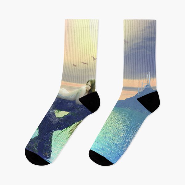 Item preview, Starfish beautifl mermaid sun bathing in ocean sunset designed and sold by GreyForest.