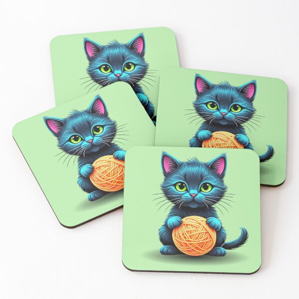 Item preview, Adorable Blue Cat with Yarn Ball designed and sold by Taans-Creation.