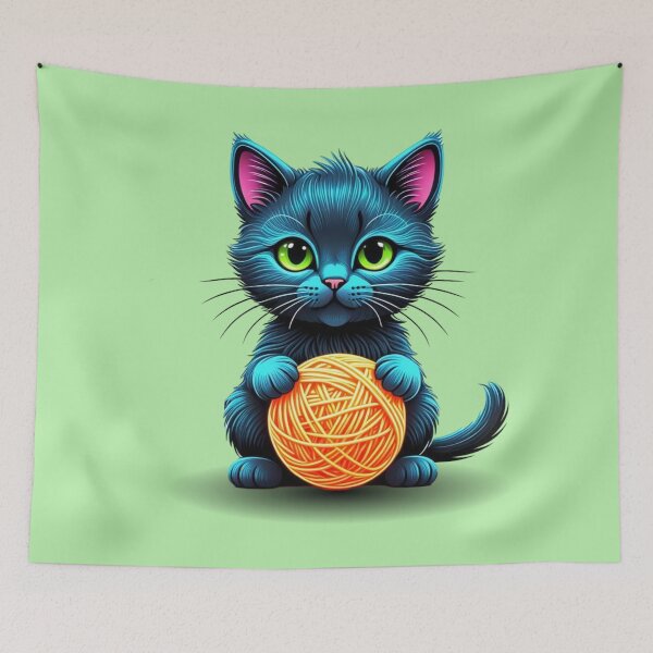 Item preview, Adorable Blue Cat with Yarn Ball designed and sold by Taans-Creation.