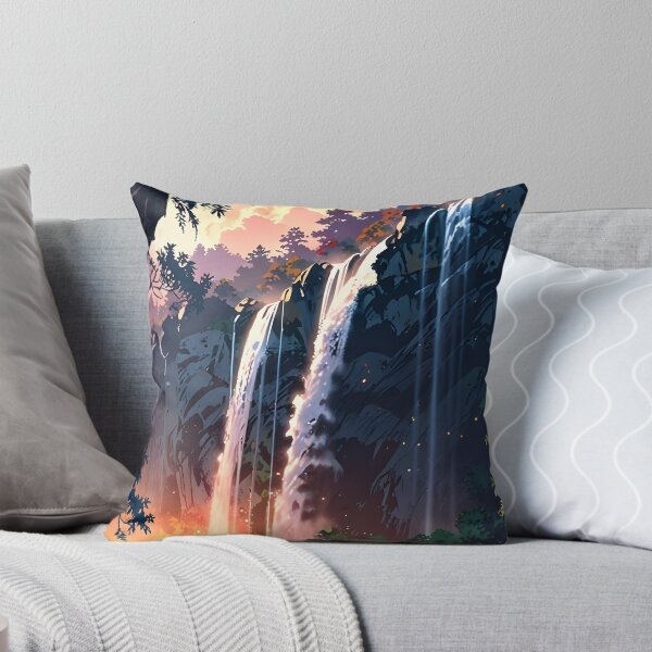 Item preview, Waterfall in Sunset Landscape with Reflections in the Water designed and sold by Landscape-Anime.