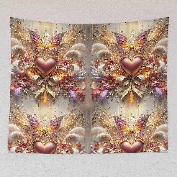Item preview, heart, bow, and luxury coquette with butterfly, flowers, feathers, and decorations designed and sold by Amiramor0.