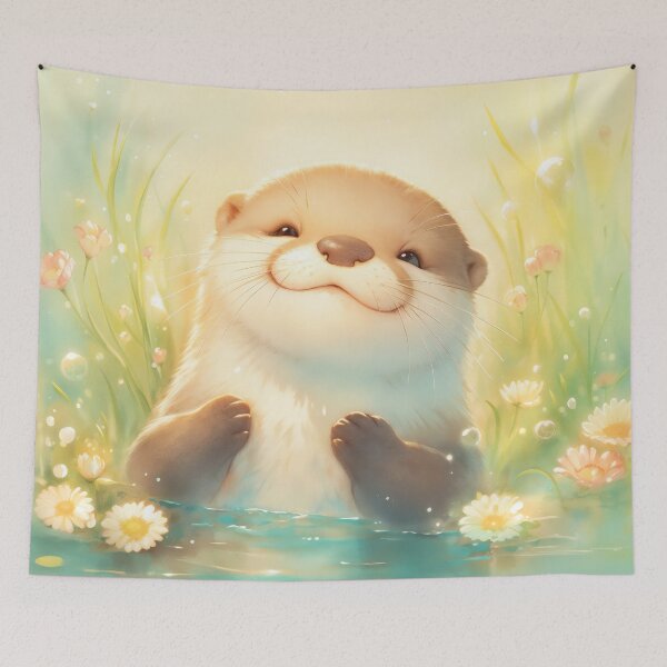 Item preview, Happy Otter in a Tranquil Water Scene designed and sold by AshiraCreations.