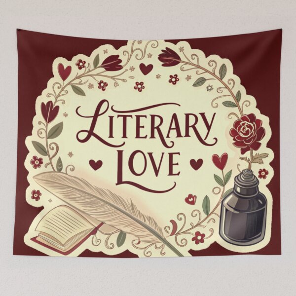 Item preview, Literary Love, Romantic font with a quill and ink bottle, Book Lover, Bibliophile, Bookworm, Book Addict, Reading Time designed and sold by PixelStoneDesign .