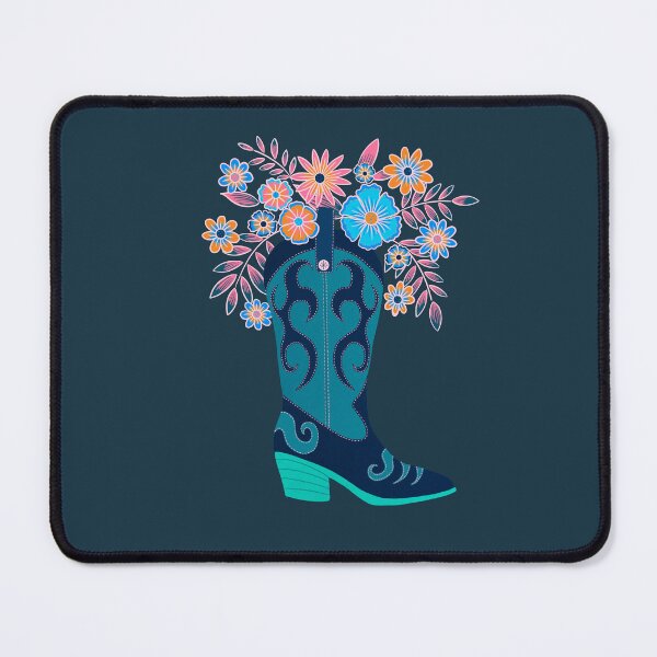 Item preview, Teal and pink cottagecore cowboy boot designed and sold by Home Cyn Home.