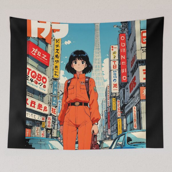 Item preview, Tokyo Japan 80s Retro Anime Girl Vintage Travel designed and sold by Retro-Anime9.