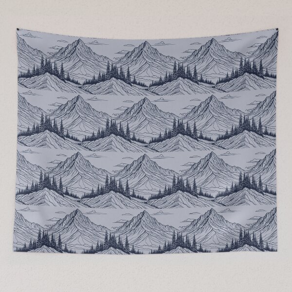 Item preview, PNW Mountain Outline Blue designed and sold by Catherine Harrison.