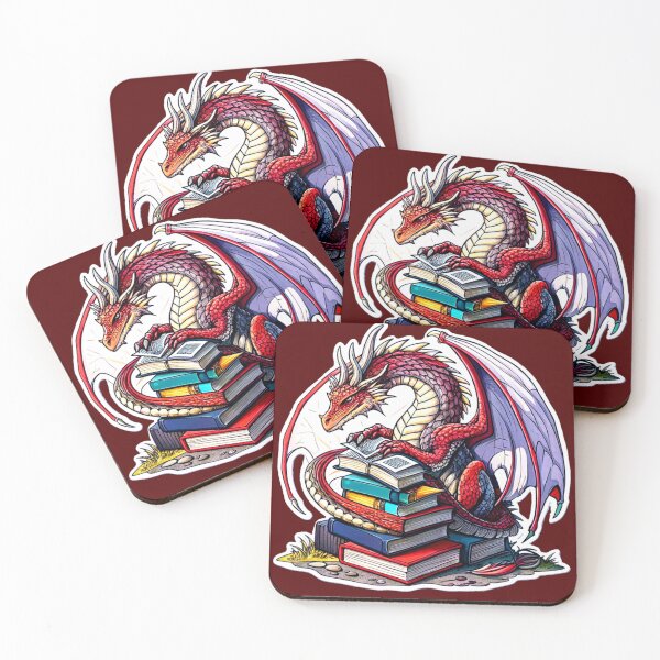 Item preview, Book Dragon, Fierce Dragon Illustration Curled Around A Pile Of Books, Book Lover, Bibliophile, Bookworm, Book Addict, Reading Time designed and sold by PixelStoneDesign .