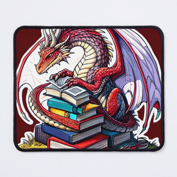 Item preview, Book Dragon, Fierce Dragon Illustration Curled Around A Pile Of Books, Book Lover, Bibliophile, Bookworm, Book Addict, Reading Time designed and sold by PixelStoneDesign .