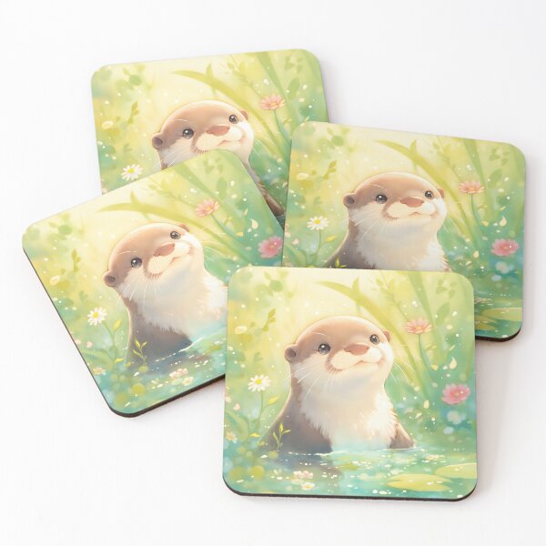 Item preview, Whimsical Otter in a Flowering Pond designed and sold by AshiraCreations.