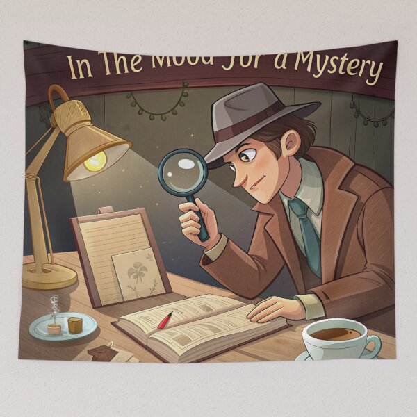 Item preview, In the Mood for a Mystery, Detective theme with a magnifying glass and book, Book Lover, Bibliophile, Bookworm, Book Addict, Reading Time  designed and sold by PixelStoneDesign .