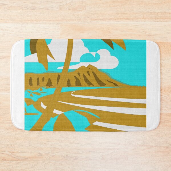Item preview, Diamond Head, Waikiki, Oahu, Hawaii (Teal/Mustard) designed and sold by WhackoDesigns.