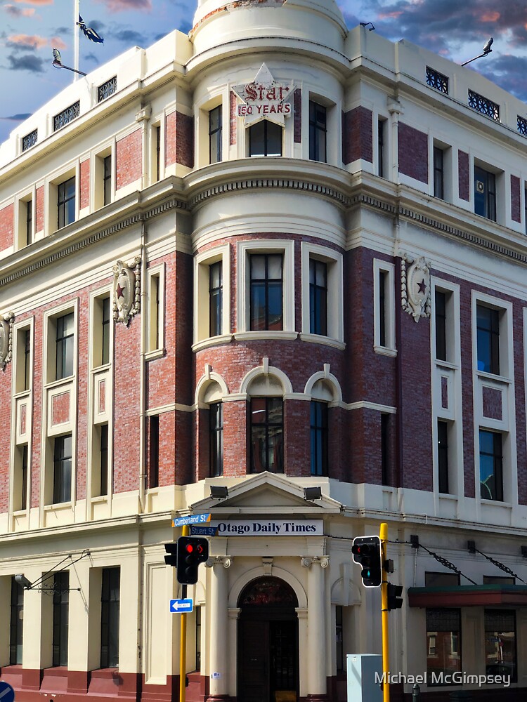 Thumbnail 3 of 3, Sticker, Historic Otago Daily Times Building in Dunedin New Zealand Architecture designed and sold by urbanfragments.
