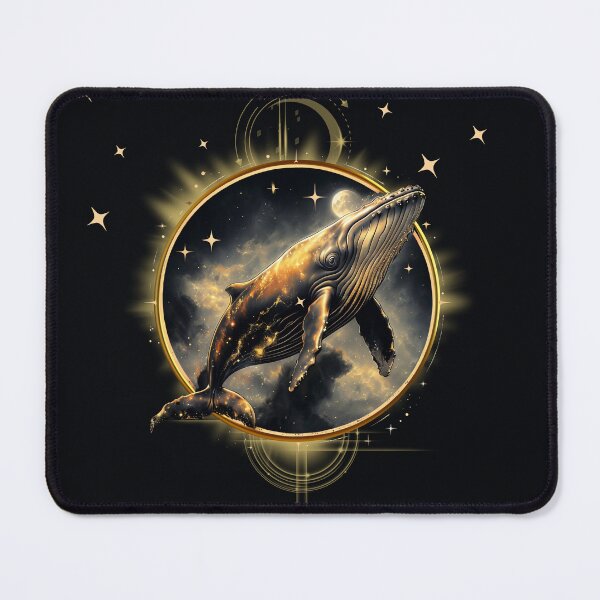 Item preview, Cosmic elegance, the golden, black whale in the sea of ​​stars.  designed and sold by nicky2342.