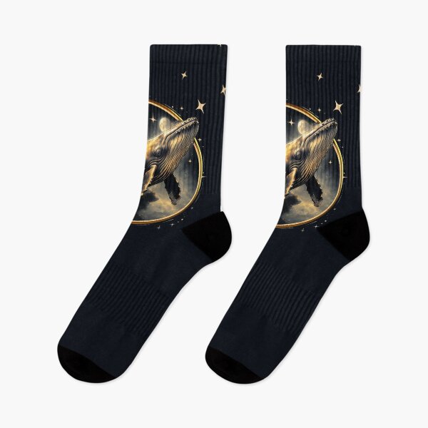 Item preview, Cosmic elegance, the golden, black whale in the sea of ​​stars.  designed and sold by nicky2342.
