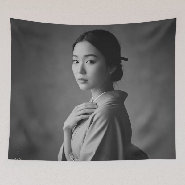 Item preview, Portrait of a beautiful woman in kimono - Premonition - designed and sold by store-wasabi.