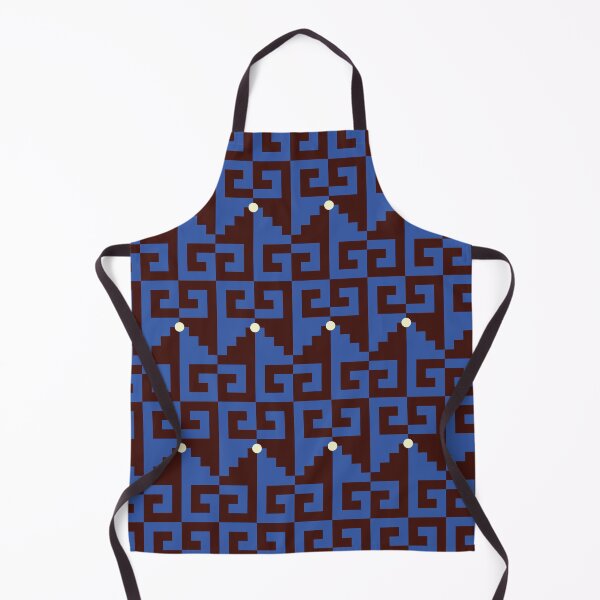 Item preview, Peruvian Moche-inspired geometric blue and brown patterned designed and sold by Peach Fuss.