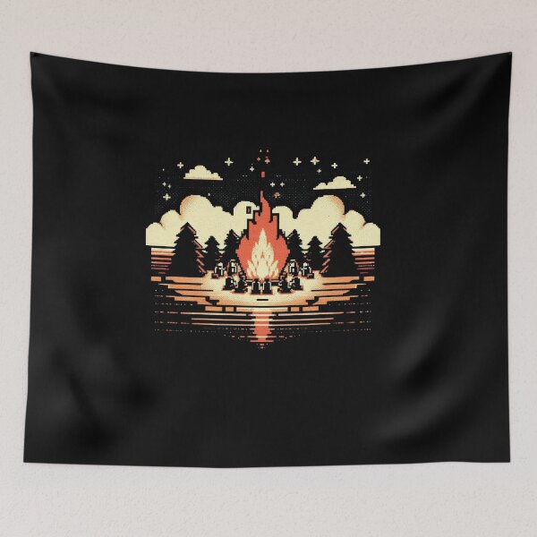 Item preview, Campfire Pixelated Roasting Marshmallows Pixel Graphics designed and sold by Dressed For  Duty.