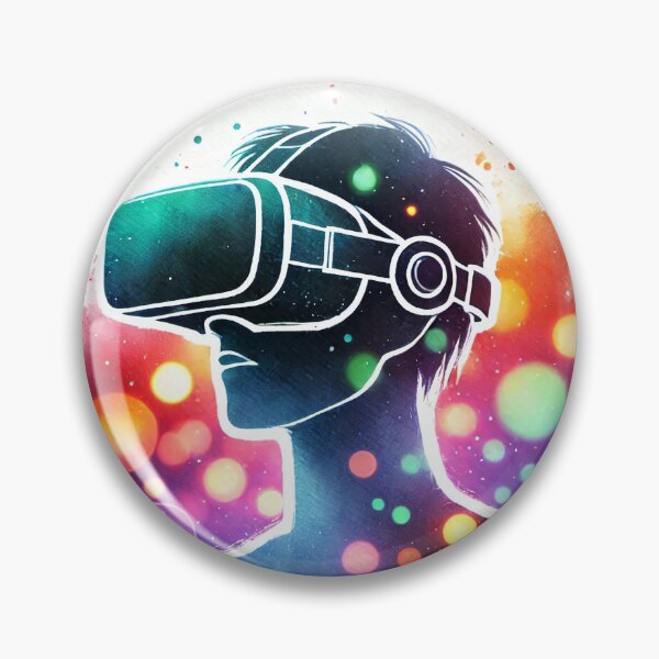 Item preview, Person wearing a VR headset in vibrant neon bokeh lights designed and sold by Giuseppe Cammino.