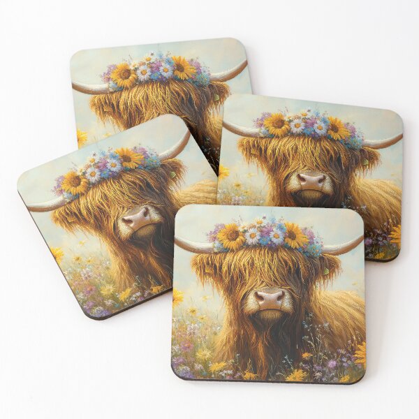 Item preview, Highland Cow Floral  designed and sold by thewandswant.