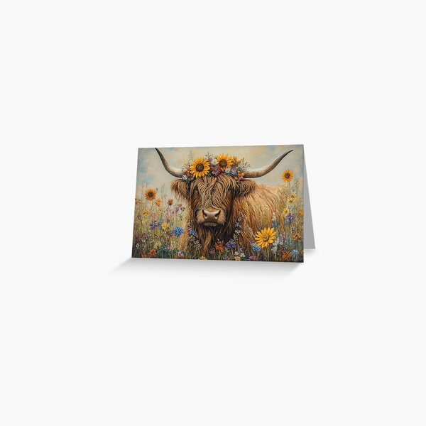 Item preview, Highland Cow Floral  designed and sold by thewandswant.