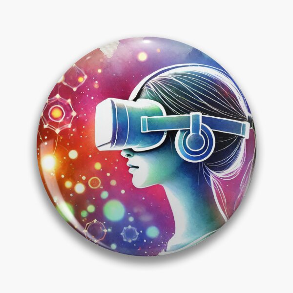Item preview, Person wearing a VR headset in vibrant neon bokeh lights designed and sold by Giuseppe Cammino.
