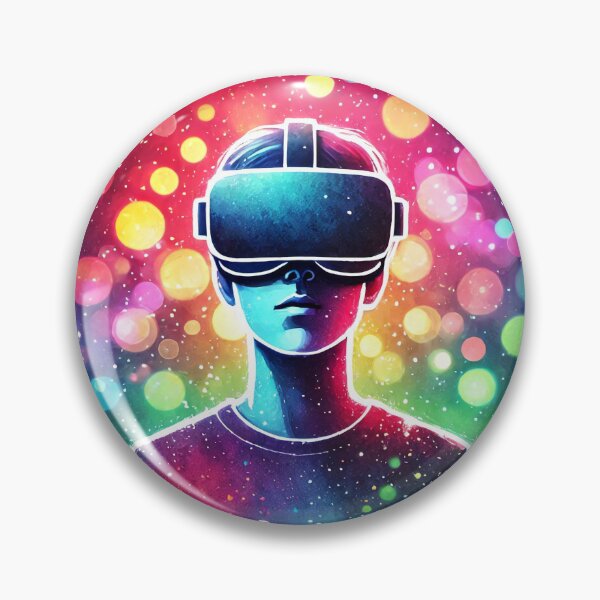 Item preview, Person wearing a VR headset in vibrant neon bokeh lights designed and sold by Giuseppe Cammino.