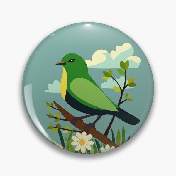 Item preview, Green Songbird Perched on Branch designed and sold by WildGuess5.