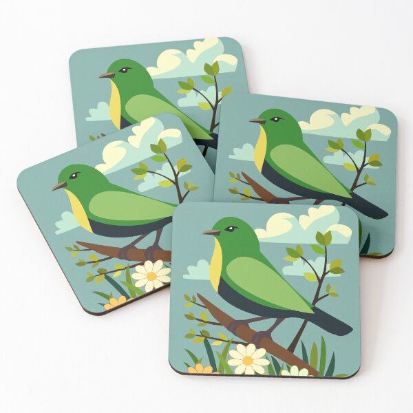 Item preview, Green Songbird Perched on Branch designed and sold by WildGuess5.