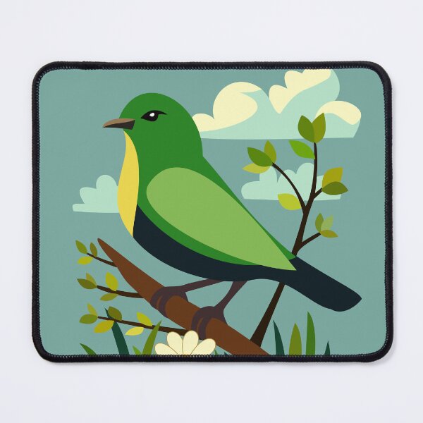 Item preview, Green Songbird Perched on Branch designed and sold by WildGuess5.