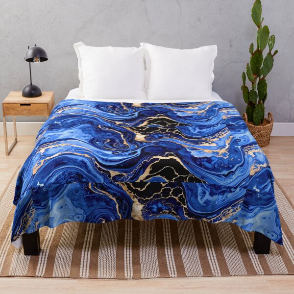 Item preview, Blue and gold marble effect pattern | swirling pattern designed and sold by PrettyDecor.