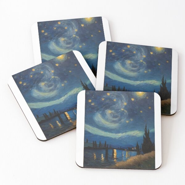 Item preview, Starry Reflection” - Van Gogh-Inspired Night Landscape designed and sold by EllsLittleStore.