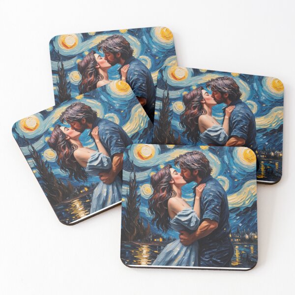 Item preview, The Kiss Under Starry Night” - Romantic Impressionist Art Fusion designed and sold by EllsLittleStore.