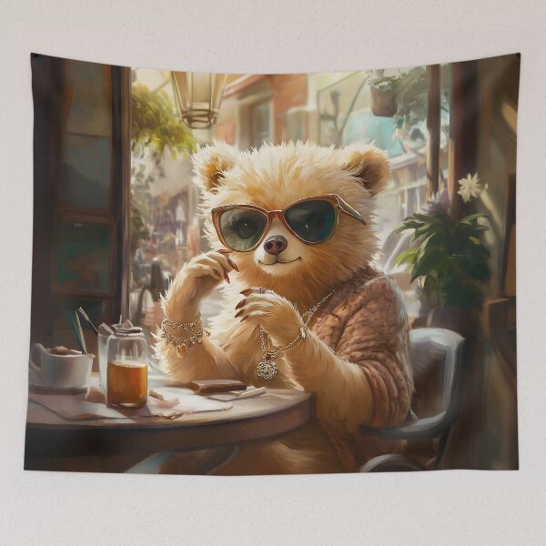 Item preview, Lady Bear In A Summer Cafe designed and sold by QuietKingdom.