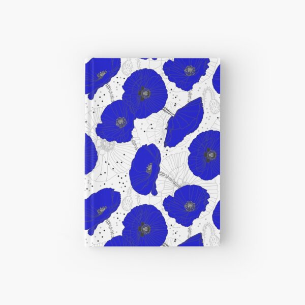 Cobalt Blue Poppy Field Of Flowers Hardcover Journal