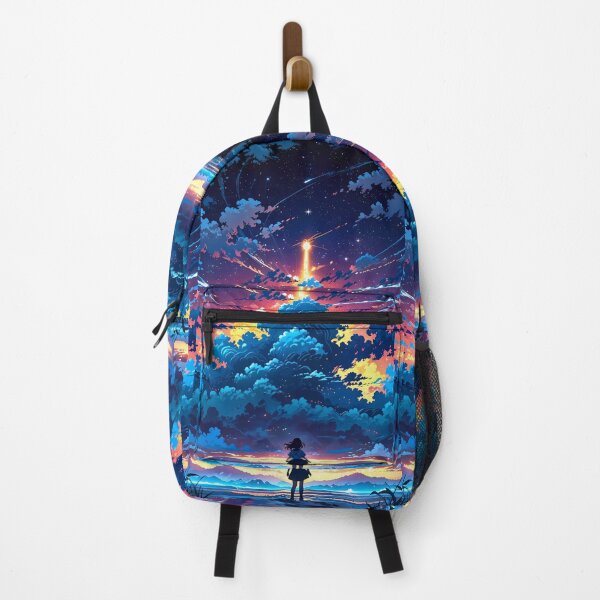 Item preview, Celestial Journey: Girl Gazing at a Towering Starry Sky designed and sold by pixelated_echoes.