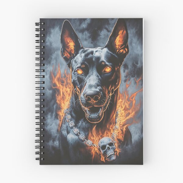 Item preview, Fiery Doberman in Gothic Style with a Skull Pendant designed and sold by Anastasiia Yurevych.