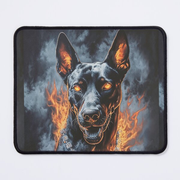 Item preview, Fiery Doberman in Gothic Style with a Skull Pendant designed and sold by Anastasiia Yurevych.