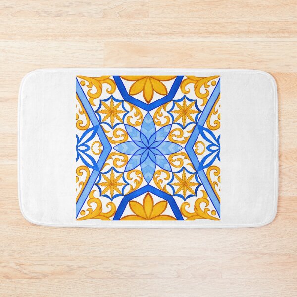 Item preview, Mediterranean Blue and Gold Tile Design – Watercolour Art designed and sold by RaiyaTees.