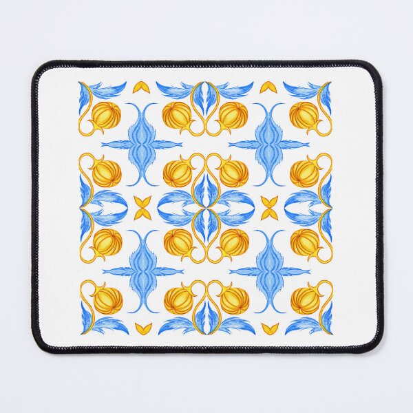 Item preview, Golden and Blue Botanical Tile Pattern – Watercolour Art designed and sold by RaiyaTees.
