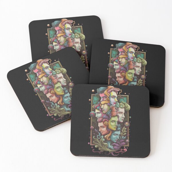 Item preview, An intricate artwork of multiple intertwined faces, each with a unique color palette. designed and sold by 123ks.