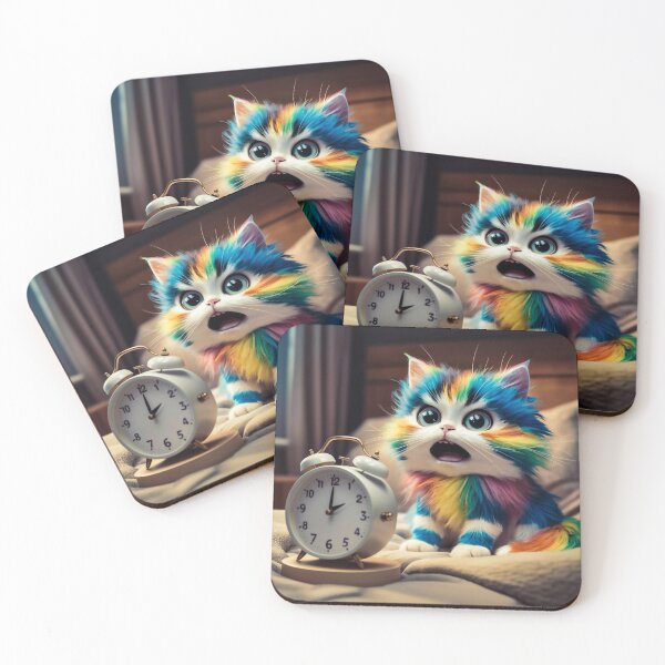 Item preview, Cute cat with alarm clock designed and sold by QuanntixArt.