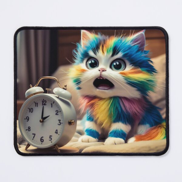 Item preview, Cute cat with alarm clock designed and sold by QuanntixArt.